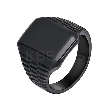 Rectangle 304 Stainless Steel Finger Rings for Men FS-WG80AFC-01-1