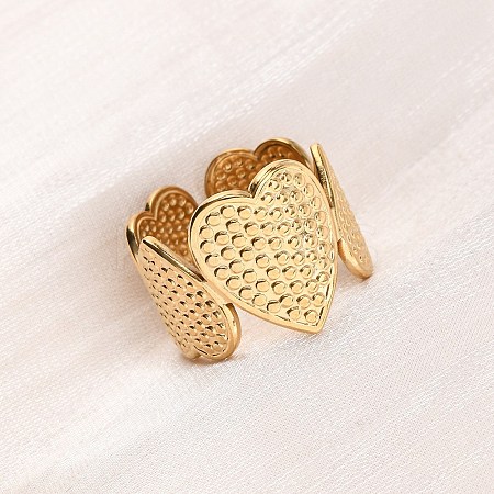 304 Stainless Steel Open Cuff Rings for Women RJEW-K309-01G-1