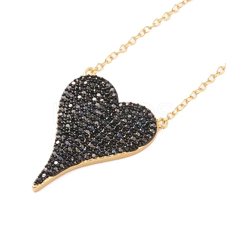 Brass Micro Pave Cubic Zirconia Heart Pendant Necklaces NJEW-Z003-01B-1
