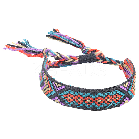 Polyester-cotton Braided Rhombus Pattern Cord Bracelet FIND-PW0013-001A-17-1