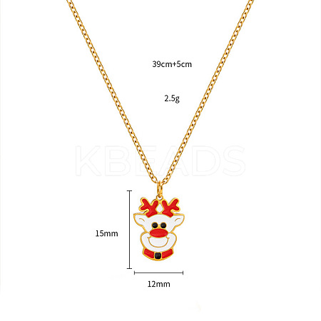 Christmas 304 Stainless Steel Enamel Pendant Necklaces FS-WGDAA96-15-1