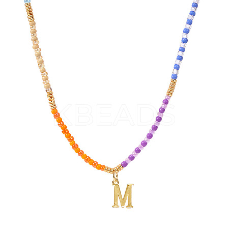 Rainbow Gradient Glass Seed Beaded Necklaces AF2375-13-1