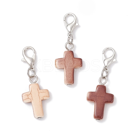 Spray Painted Synthetic Turquoise Pendant Decorations HJEW-JM03932-01-S-1