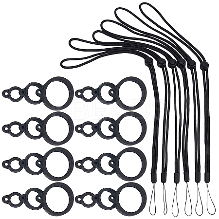 36Pcs 3 Style Silicone Rings with 6Pcs Polyester Necklace Lanyard Anti-Loss Pendant Holder DIY-GF0008-05-1