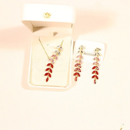 Wheat Alloy Gradient Color Cubic Zirconia Pendant Necklace & Stud Earring FS-WGBA5F1-02-1