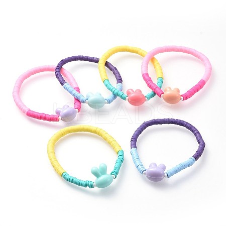 Bunny Stretch Kids Bracelets BJEW-JB04611-M-1