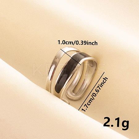 Vintage 304 Stainless Steel Enamel Cuff Ring VC4808-1-1