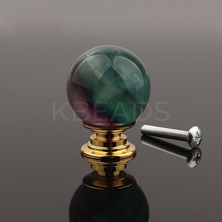 Metal & Natural Fluorite Drawer Knobs PW-WG57F80-06-1
