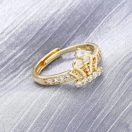 Brass Micro Pave Clear Cubic Zirconia Cuff Rings for Women RJEW-U047-37A-G-1
