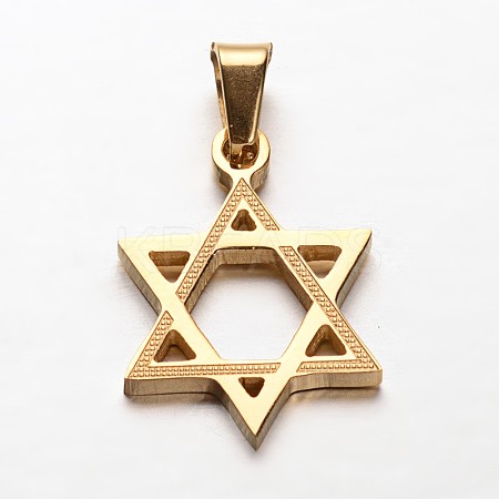 Star of David 304 Stainless Steel Pendants STAS-P085-10-1