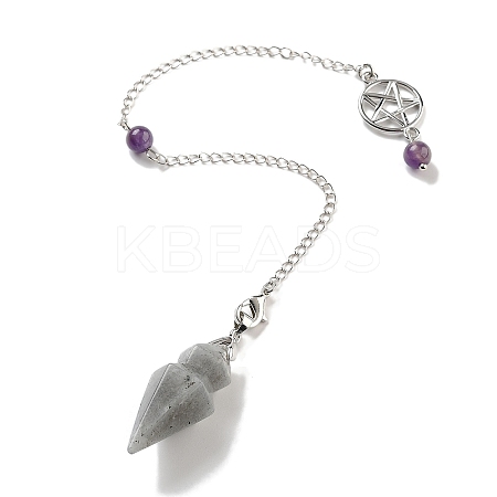 Natural Labradorite Pointed Dowsing Pendulums G-K338-12P-03-1