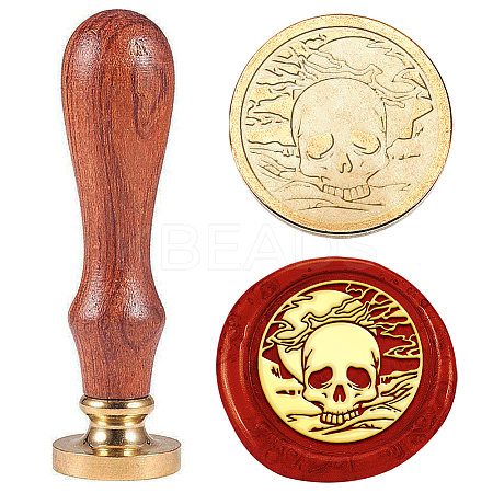 Brass Wax Seal Stamp with Handle AJEW-WH0184-1149-1