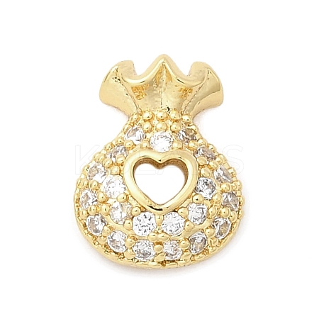 Bag Shape Brass Pave Clear Cubic Zirconia Cabochons KK-A275-33A-G-1