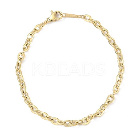 Ion Plating(IP) 304 Stainless Steel Cable Chain Bracelets for Men Women BJEW-M293-07G-1