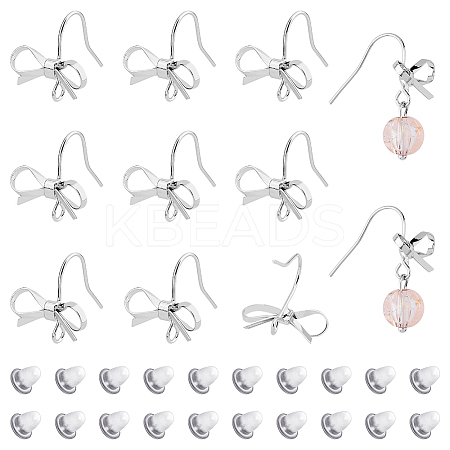 SUPERFINDINGS 24Pcs Bowknot Shape Brass Earring Hooks KK-FH0007-22-1