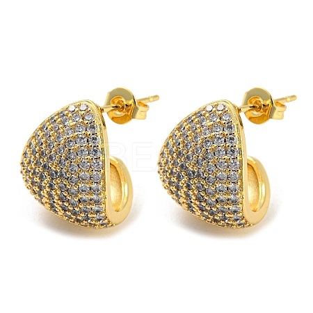 Brass Micro Pave Cubic Zirconia Stud Earrings EJEW-C066-11G-1