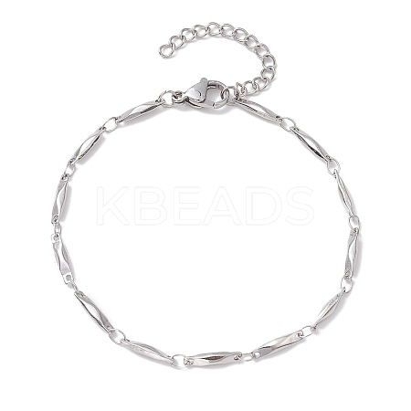 Non-Tarnish 304 Stainless Steel Rectangle Link Chain Bracelets for Women Men BJEW-JB10272-01-1