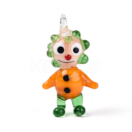 Handmade Lampwork Clown Figurine Pendants LAMP-T025-09C-1