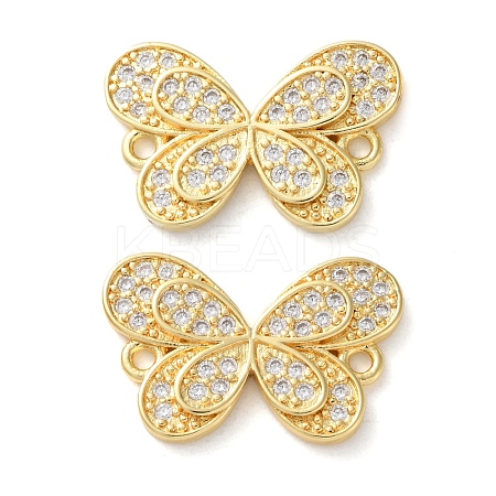 Rack Plating Brass Cubic Zirconia Butterfly Connector Charms KK-C084-31A-G01-1