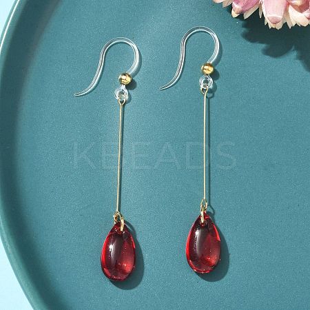Electroplated 304 Stainless Steel Resin Dangle Earrings EJEW-Z129-06G-01-1