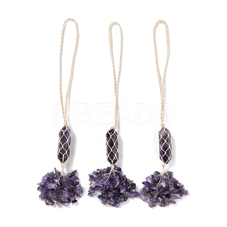 Natural Amethyst Reiki Healing Wall Hanging Pendant HJEW-C005-01C-1