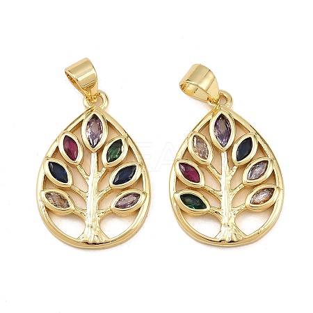Brass Colorful Cubic Zirconia Pendants KK-L251-48G-1