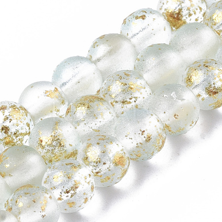 Frosted Spray Painted Glass Beads Strands GLAA-N035-03A-C09-1