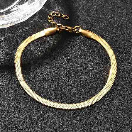 Ion Plating(IP) Unisex 304 Stainless Steel Herringbone Chain Bracelets LS-BJEW-O177-01A-G-1