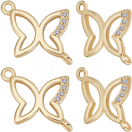 4Pcs Brass Pave Clear Cubic Zirconia Connector Charms KK-BBC0016-60-1