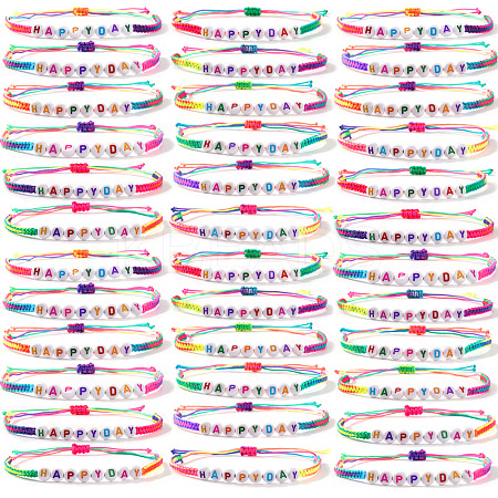 36Pcs Acrylic Beads Braided Bracelets SA1431-4-1