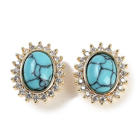 Synthetic Turquoise Sew on Rhinestone KK-P283-02B-G-1