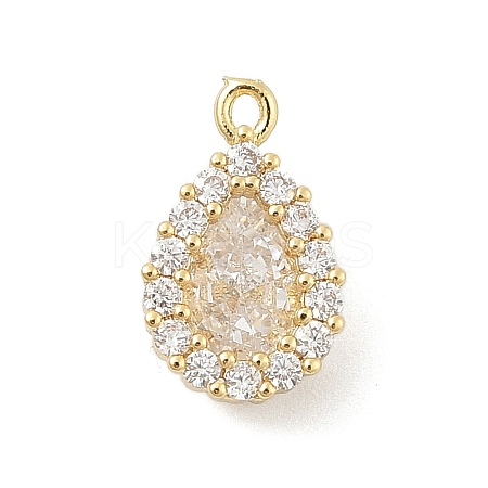 Brass Micro Pave Clear Cubic Zirconia Charms KK-B130-01G-02-1