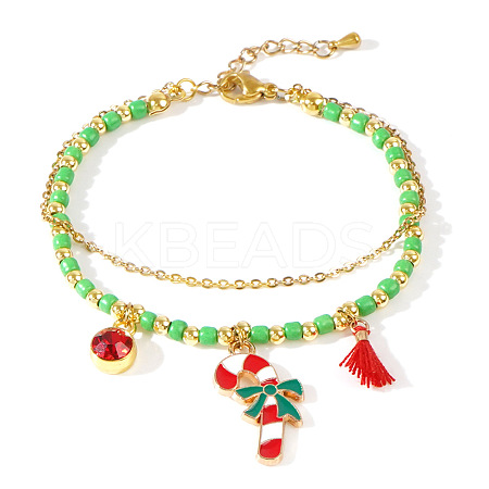 Christmas Glass Multi-Strand Bracelets LS0515-1-1