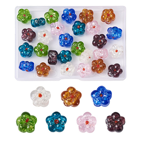 Beadthoven 35Pcs 7 Colors Transparent Handmade Bumpy Lampwork Beads LAMP-BT0001-04-1