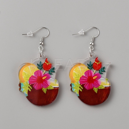 Acrylic Wine Glass Dangle Earrings with 304 Stainless Steel Pins EJEW-WH0012-096D-1