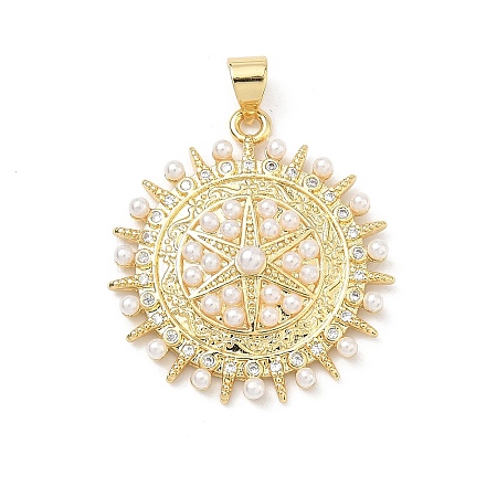 Brass Micro Pave Cubic Zirconia Pendants KK-P345-75G-1