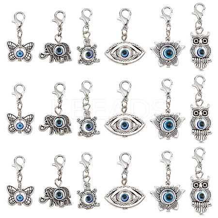 4 Sets Evil Eye Pendant Decorations HJEW-NB0001-68-1