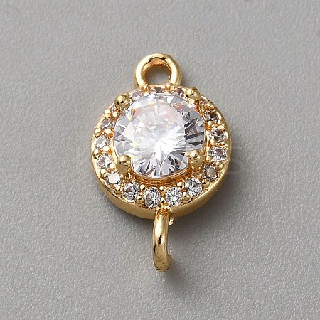 Light Gold Plated Brass Pave Cubic Zirconia Connector Charms KK-CJC0001-41KCG-05-1