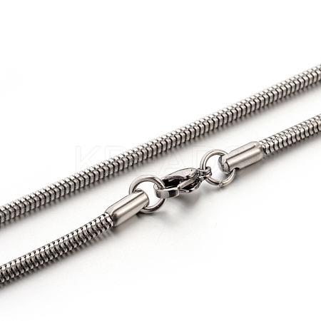 Non-Tarnish 304 Stainless Steel Round Snake Chain Necklaces STAS-M174-005P-2.4-01-1