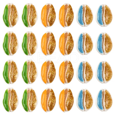 18Pcs 3 Colors Enamel Cowrie Shell Beads SSHEL-FS0001-03-1