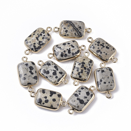 Edge Golden Plated Natural Dalmatian Jasper Links connectors G-S359-034D-1