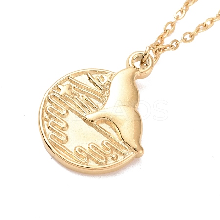 Ion Plating(IP) 304 Stainless Steel Whale Tail Pendant Necklace for Women NJEW-F294-06G-1