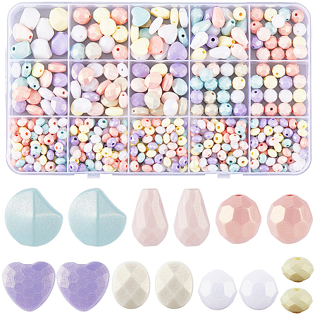 580Pcs 7 Styles Opaque Acrylic Beads SACR-SP0001-24-1