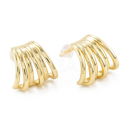 Brass Stud Earrings X-ZIRC-P088-04G-1