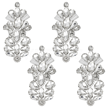 4Pcs Glass Rhinestone Embroider Thread Hotfix Rhinestone Iron on/Sew On Patches PATC-OC0001-01A-1