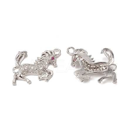 Brass Micro Pave Clear Cubic Zirconia Connector Charms KK-E068-VB019-1