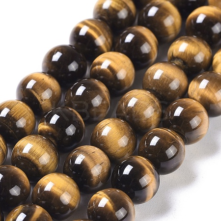 Natural Tiger Eye Round Bead Strands G-L411-07-8mm-1