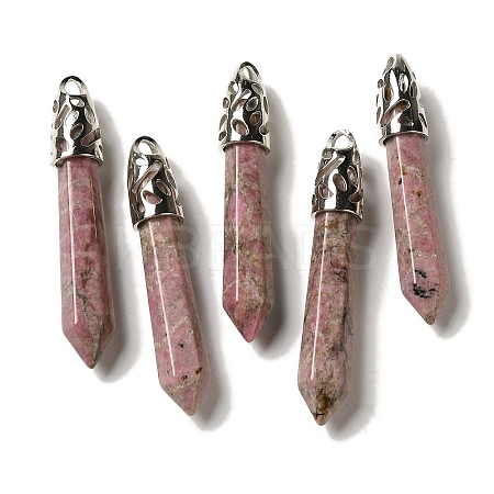 Natural Rhodonite Pointed Big Pendants G-Z055-01P-20-1