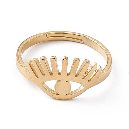 Ion Plating(IP) 201 Stainless Steel Evil Eye Adjustable Ring for Women LS-RJEW-K238-13G-1