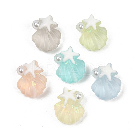 Frosted Transparent Resin Enamel Beads RESI-L047-24-1